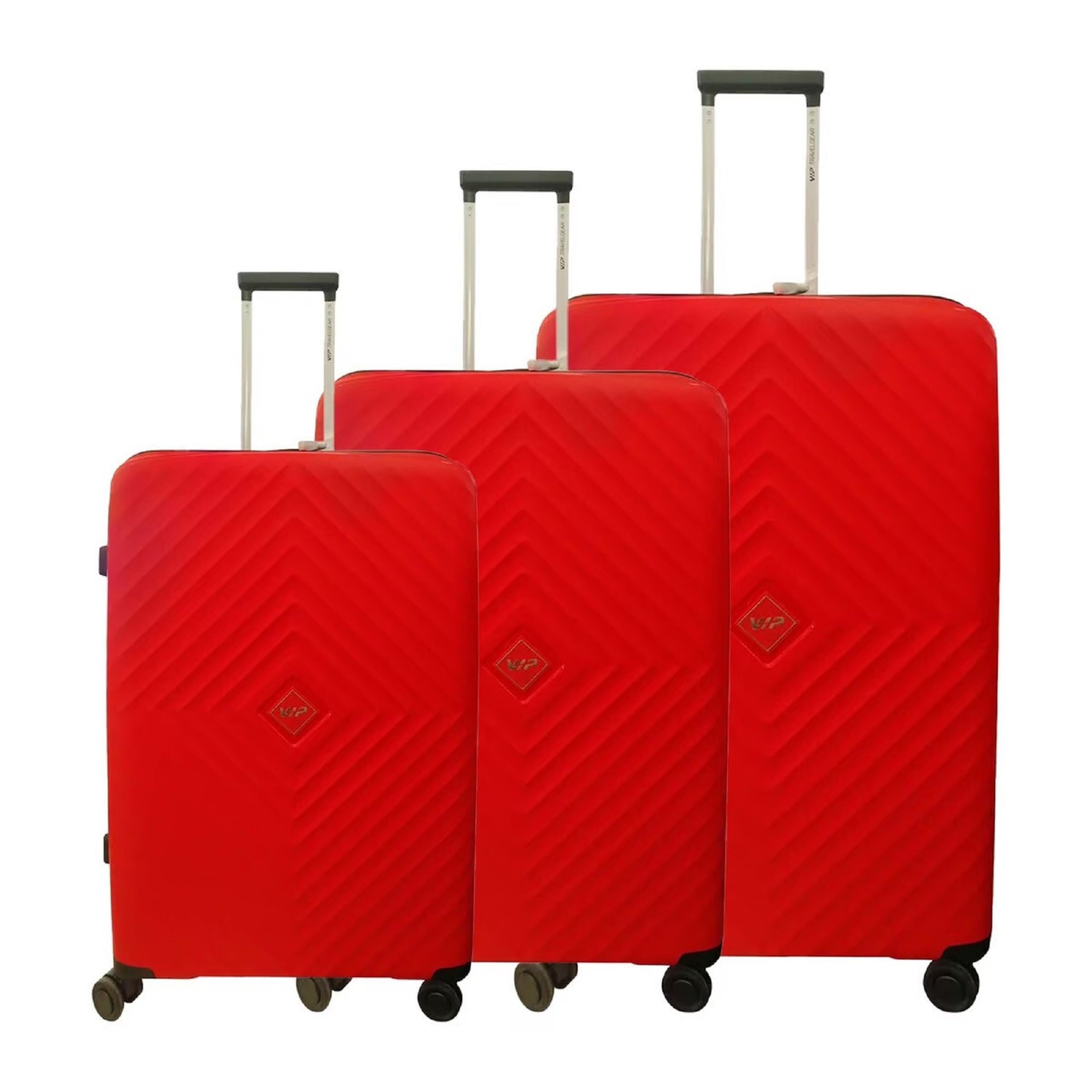 VIP Quad 4Wheel Hard Trolley 3Pcs Set Red